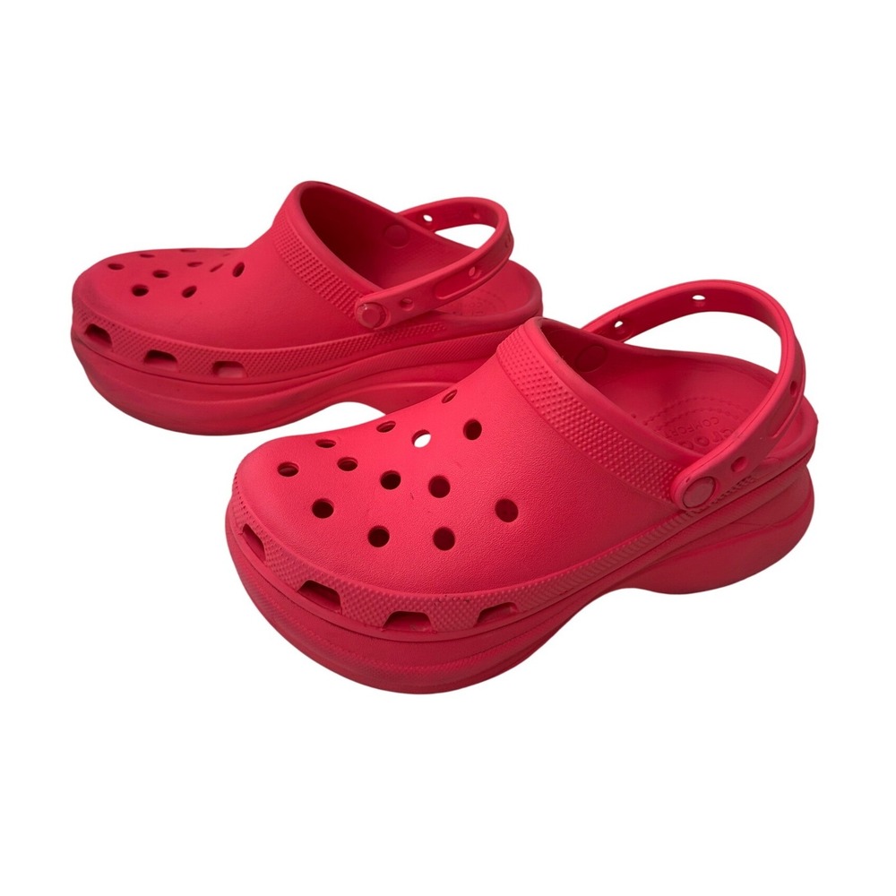 Crocs Classic Crush Clog Platform Sandals Women Size 9 Dragon Fruit Pink Comfort - Picture 1 of 12